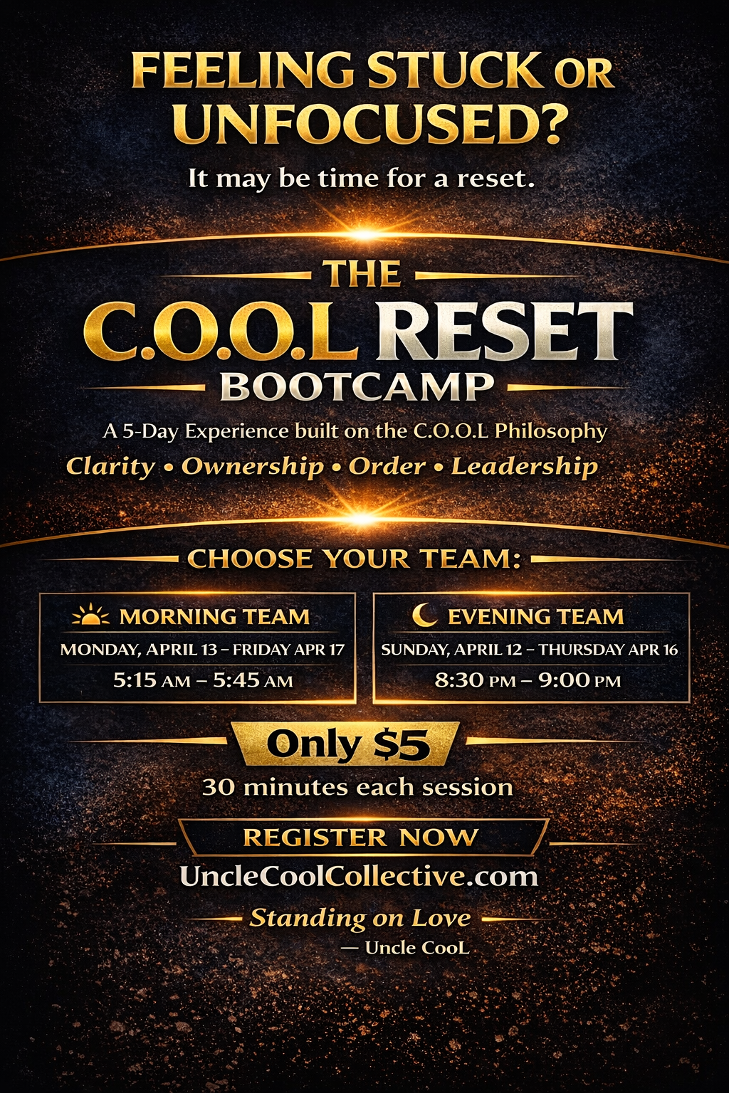 The COOL Reset 5 Day Bootcamp - Evening Team